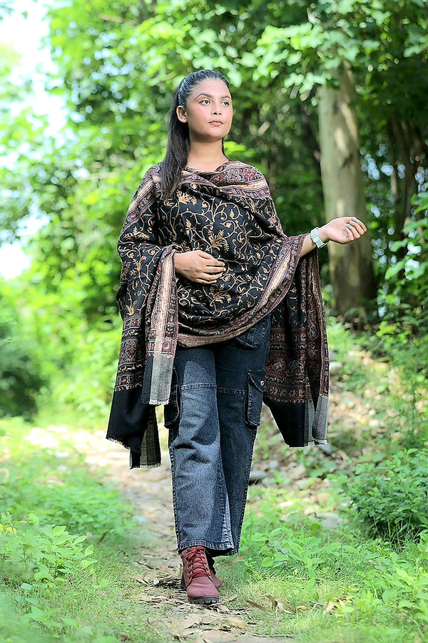 Black colour shawl - CraftKashmir