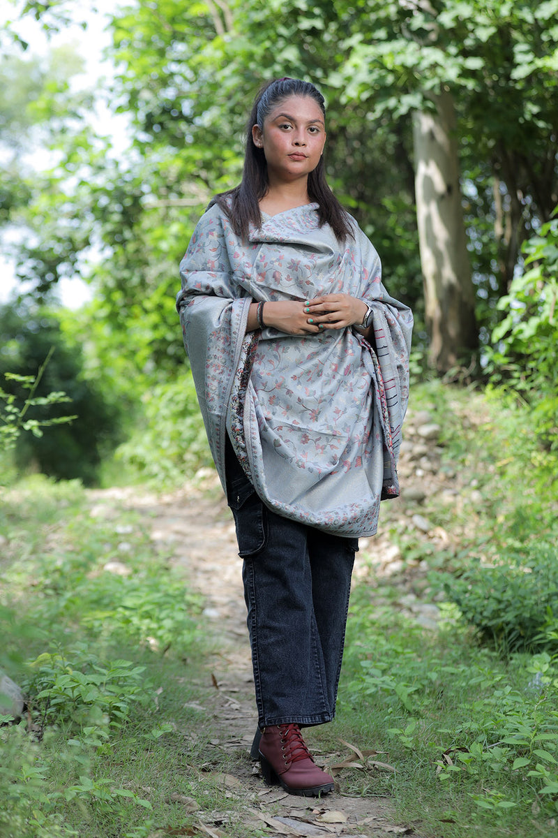 Grey colour shawl - CraftKashmir