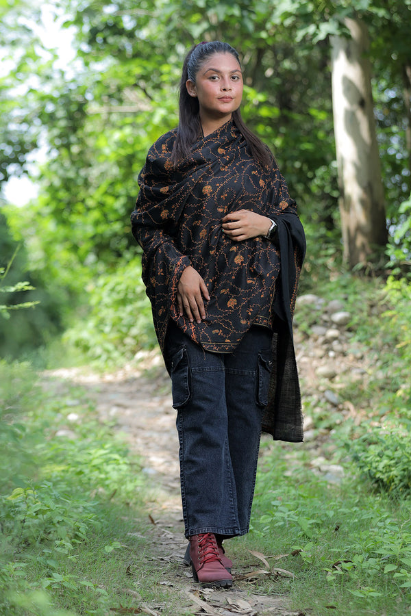 Black colour shawl - CraftKashmir