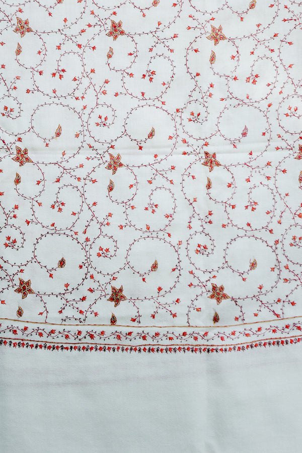 White colour shawl - CraftKashmir