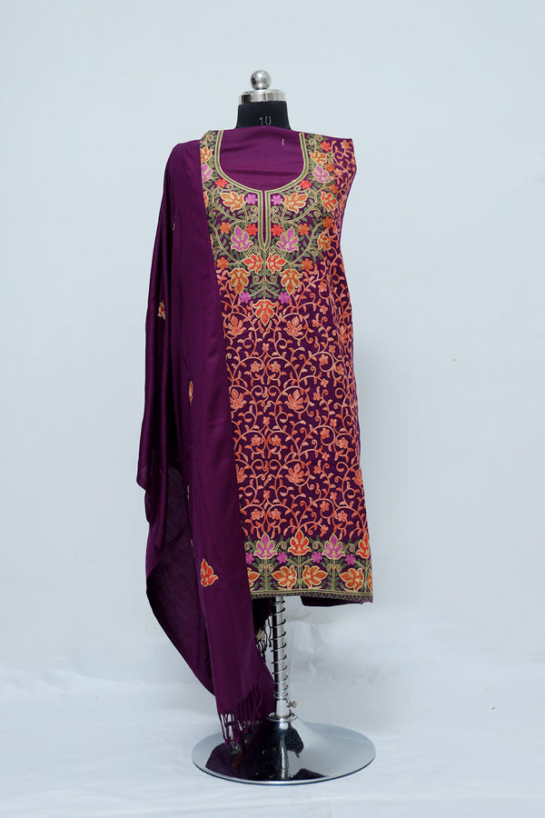 Wine colour salwar kameez - CraftKashmir