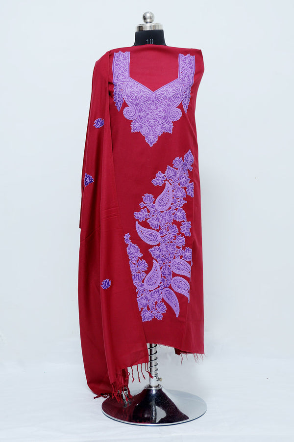 Maroon colour salwar kameez - CraftKashmir