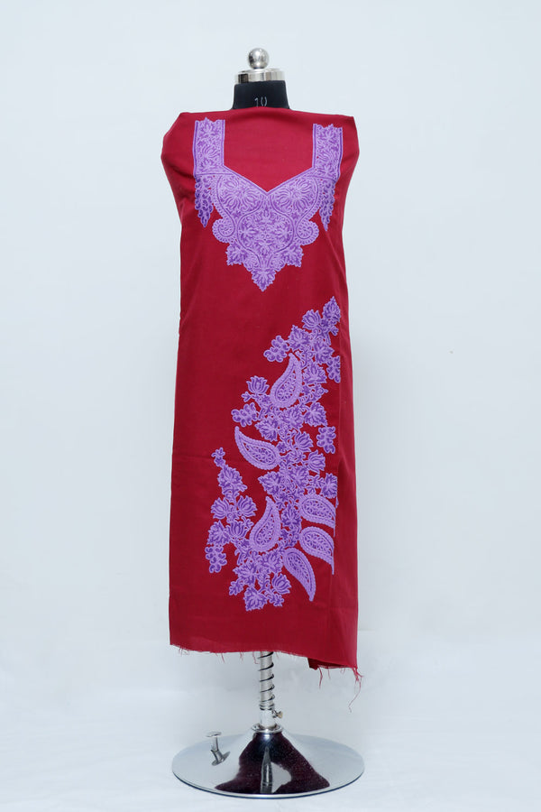 Maroon colour salwar kameez - CraftKashmir