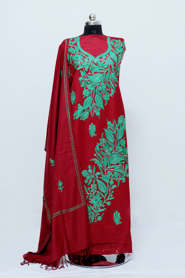 Maroon colour salwar kameez - CraftKashmir