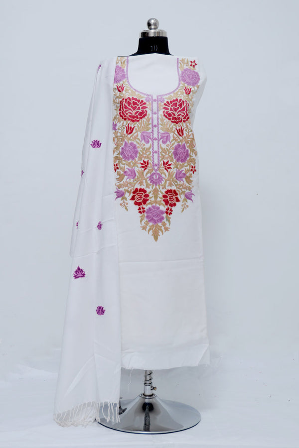 White colour salwar kameez - CraftKashmir