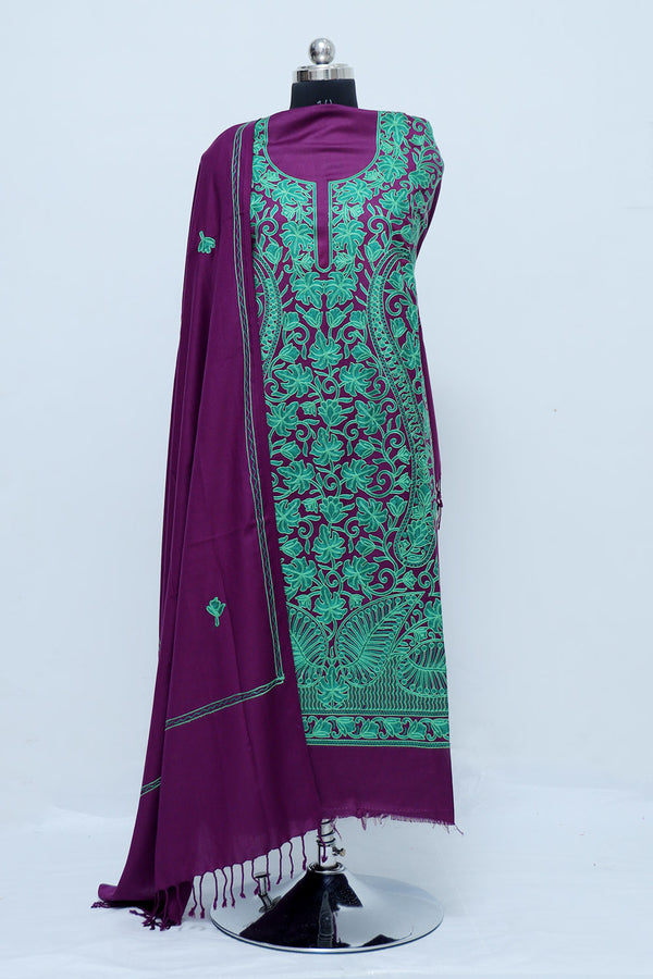 Wine colour salwar kameez - CraftKashmir