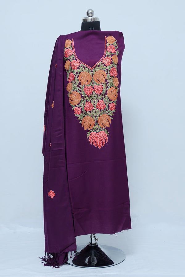 Wine colour salwar kameez - CraftKashmir