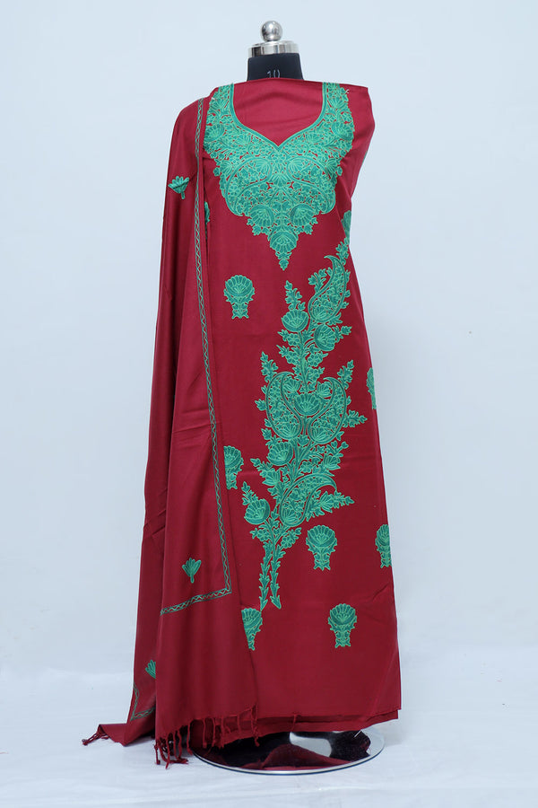 Maroon colour salwar kameez - CraftKashmir