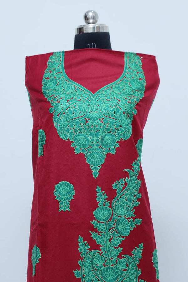 Maroon colour salwar kameez - CraftKashmir