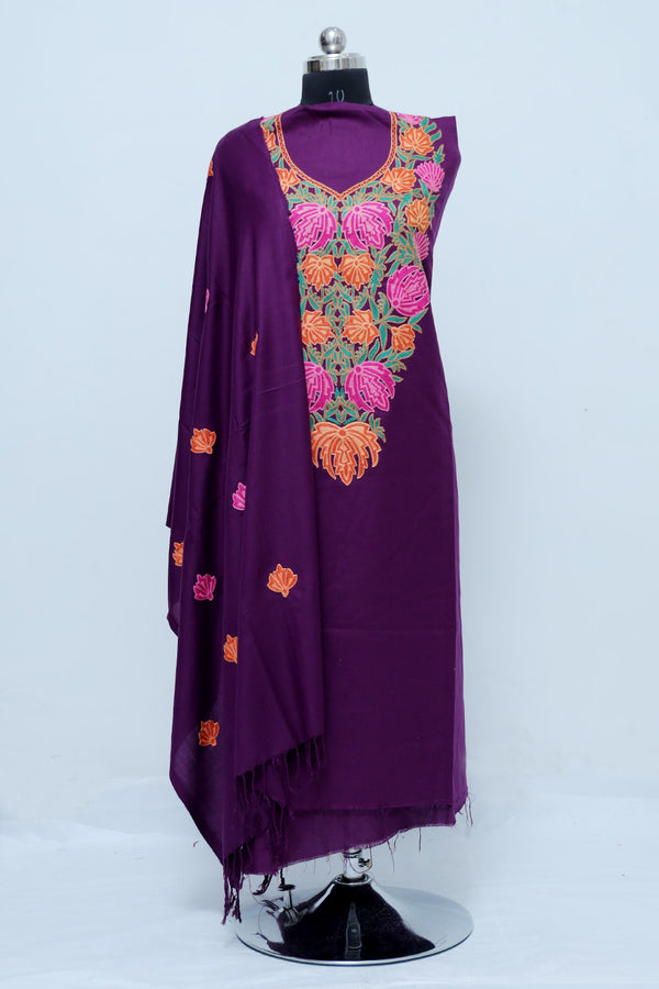 Wine colour salwar kameez - CraftKashmir