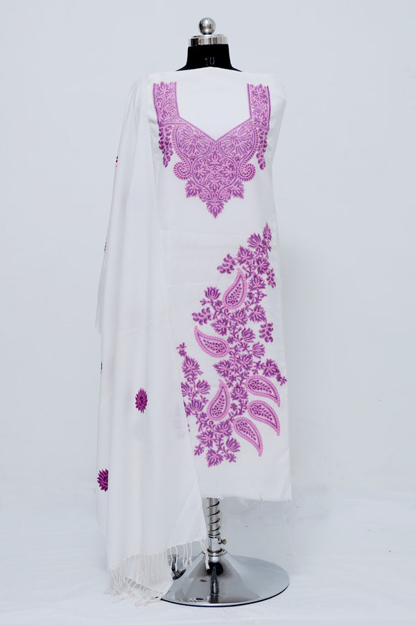 White colour salwar kameez - CraftKashmir