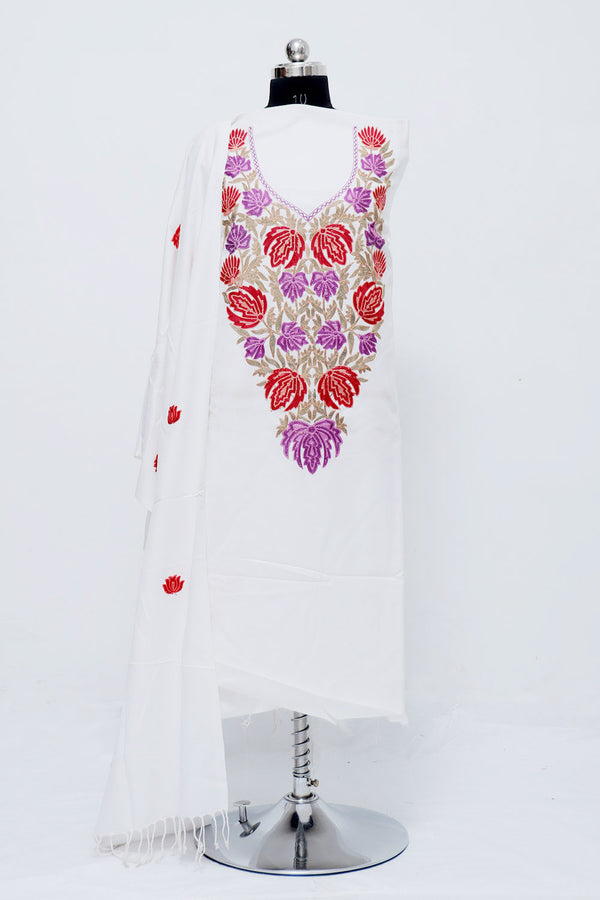 White colour salwar kameez - CraftKashmir