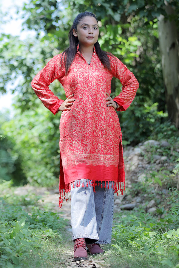 Red colour kurti - CraftKashmir