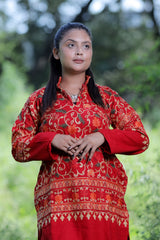 Red colour kurti - CraftKashmir