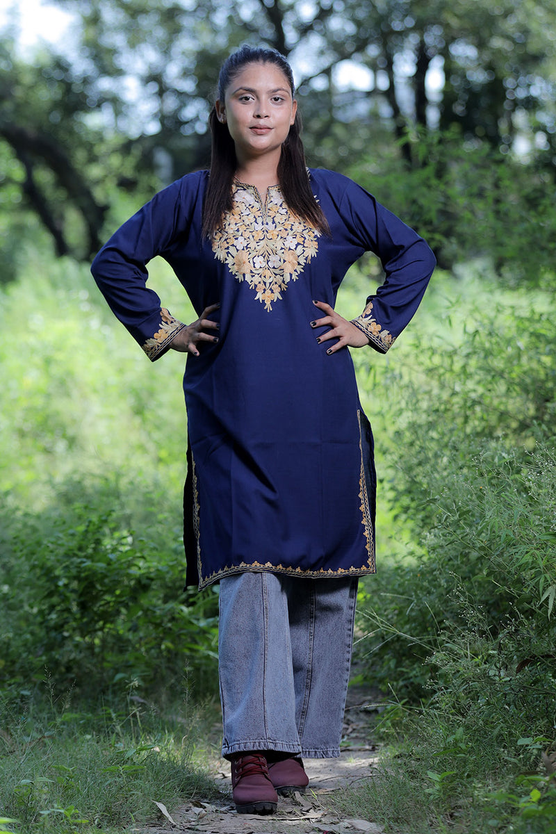 Blue colour kurti - CraftKashmir