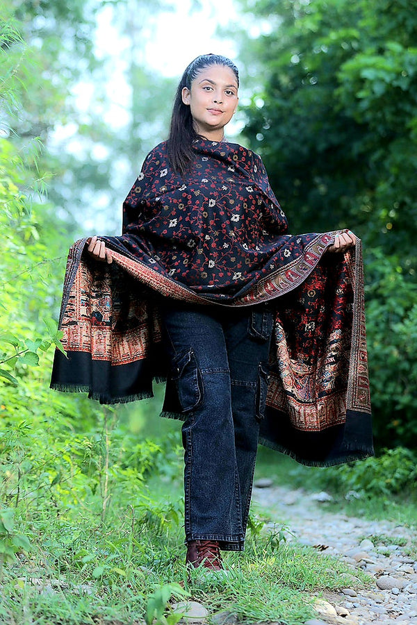 Black colour shawl - CraftKashmir