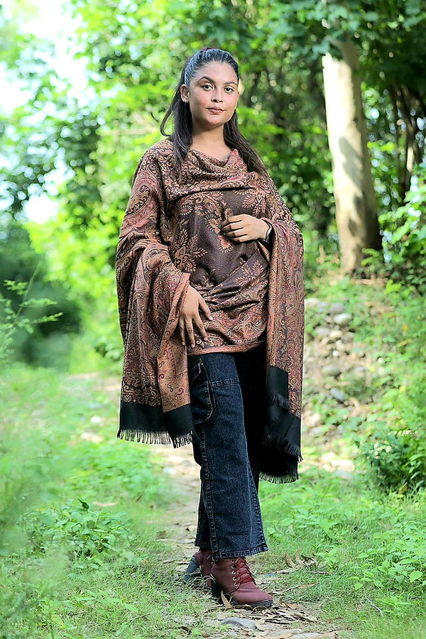 Black colour shawl - CraftKashmir