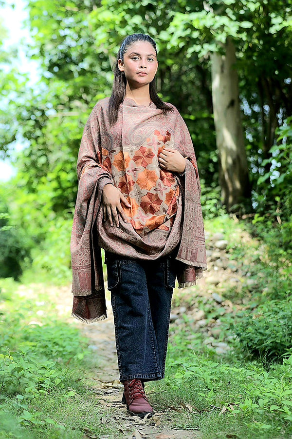 Brown colour shawl - CraftKashmir