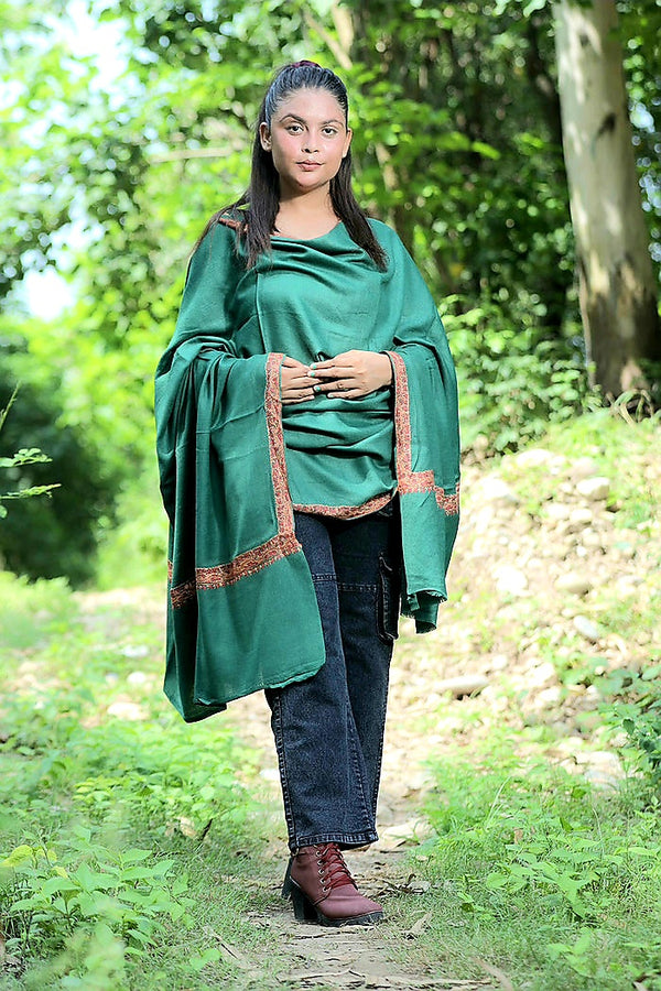 Green colour shawl - CraftKashmir