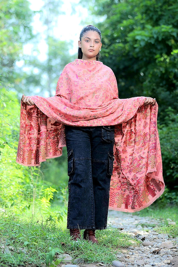 Pink colour shawl - CraftKashmir