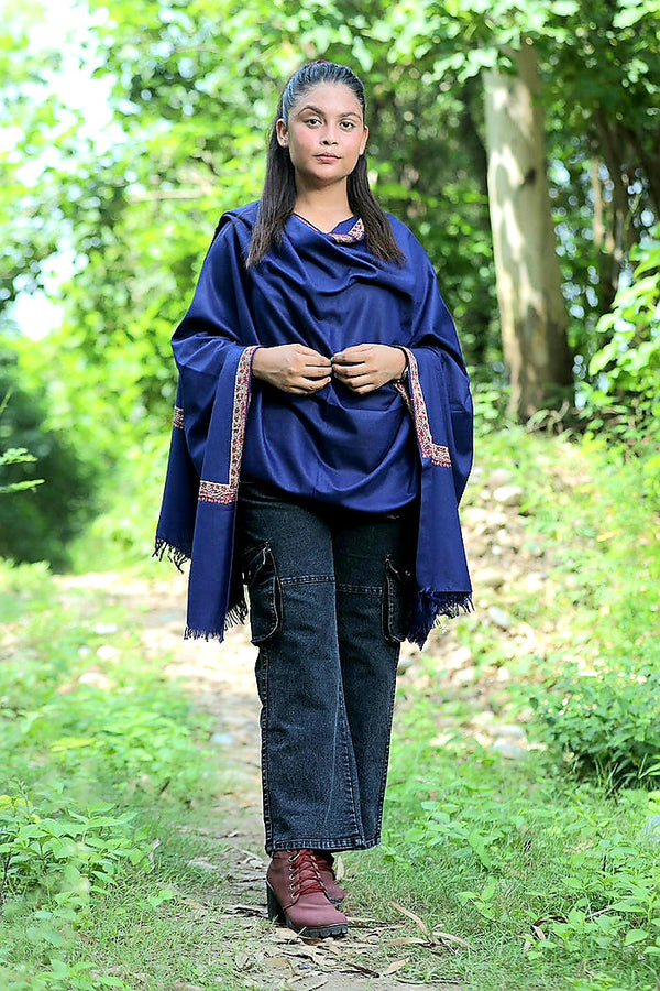 Blue colour shawl - CraftKashmir