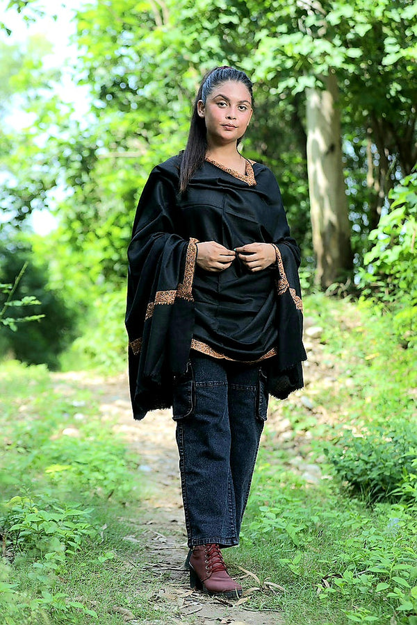 Black colour shawl - CraftKashmir